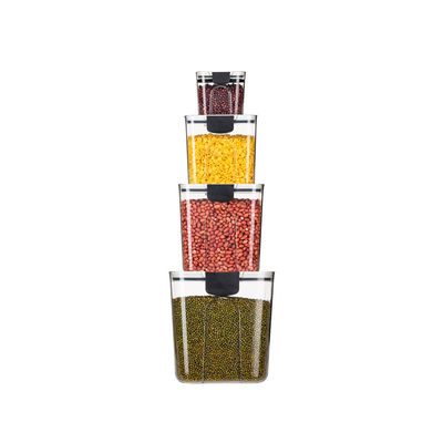 Tipo de cozinha em pé PET plástico recipientes de armazenamento de alimentos transparente hermético 4pc conjunto