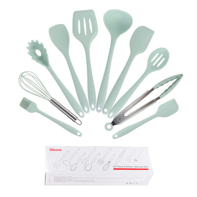 Set de utensílios de cozinha de restaurante de 10 peças com alça de gel de sílica e tabuleiro de corte