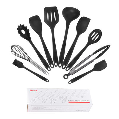 Set de utensílios de cozinha de restaurante de 10 peças com alça de gel de sílica e tabuleiro de corte
