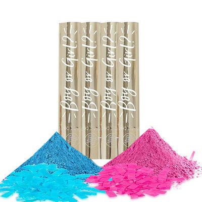 Canhões de pó de confete 100% biodegradáveis perfeitos para fornecimentos de festas de revelação de sexo
