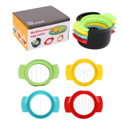 Set de cortador de ovos 3 cortadores para fatias finas Ferramenta de corte manual de ovos fácil de plástico PP com suporte de cortador