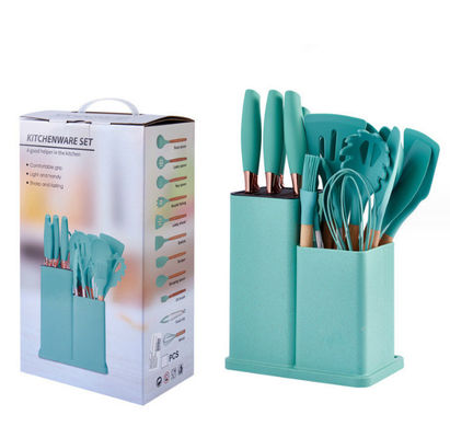 19 Pcs Manopla de madeira Silicone Kitchenware Set para Ferramentas de Cozinha e Restaurante abastecido