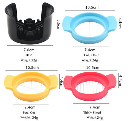 Set de cortador de ovos 3 cortadores para fatias finas Ferramenta de corte manual de ovos fácil de plástico PP com suporte de cortador