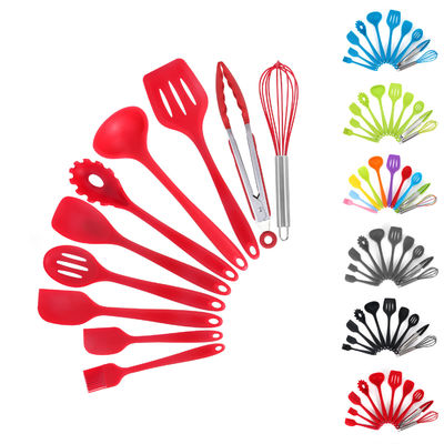 Suporte de silicone verde para cozinhar em alta temperatura em Nonstick 10 Pcs Kitchen Utensil Set