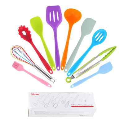 Suporte de silicone verde para cozinhar em alta temperatura em Nonstick 10 Pcs Kitchen Utensil Set