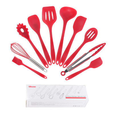 Suporte de silicone verde para cozinhar em alta temperatura em Nonstick 10 Pcs Kitchen Utensil Set