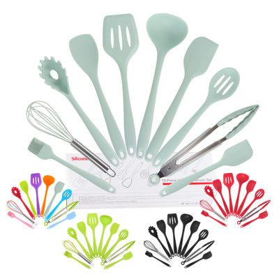 Suporte de silicone verde para cozinhar em alta temperatura em Nonstick 10 Pcs Kitchen Utensil Set