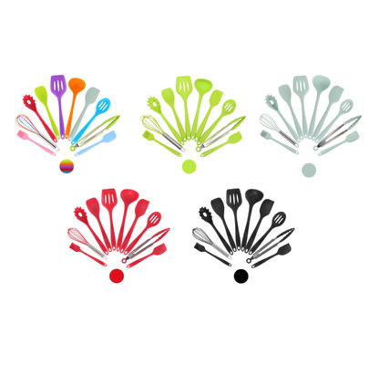 Suporte de silicone verde para cozinhar em alta temperatura em Nonstick 10 Pcs Kitchen Utensil Set