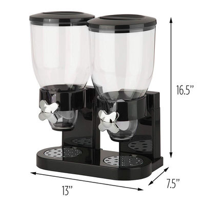 Dispensador de cereais de copos duplos 2L Dispensador de alimentos secos