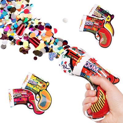 Arma de forma autoinflação inflável confeti arma para festa de aniversário de casamento ano verde