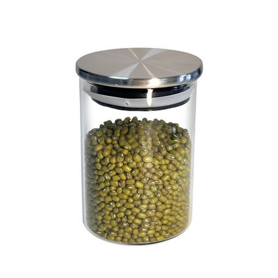 Garrafa de vidro com tampa de aço inoxidável para armazenar frutas secas, lanches e muito mais na cozinha