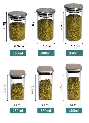 Garrafa de vidro com tampa de aço inoxidável para armazenar frutas secas, lanches e muito mais na cozinha