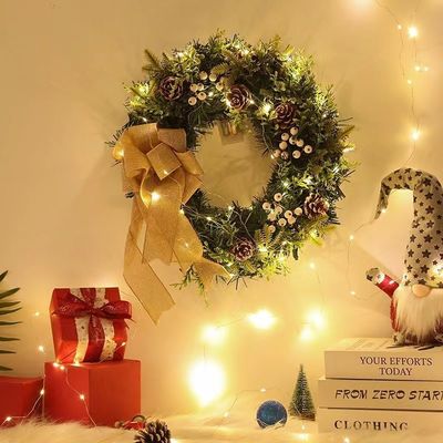 Coroa XMAS redonda para porta da frente Coroa de queda com logotipo personalizado