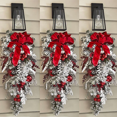 Logotipo personalizado Portão de entrada de Natal Feliz Guirlanda de pinho artificial para decoração de festa