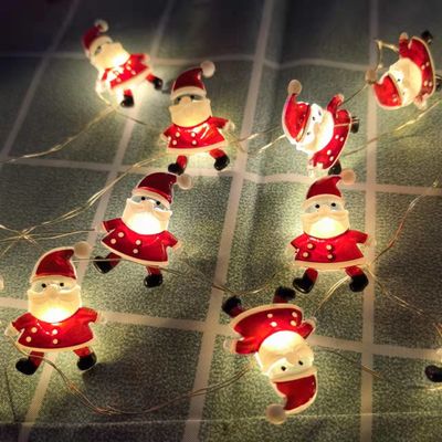 Papai Noel cetro flocos de neve meias de alce luzes de corda LED para decoração de Natal de fada