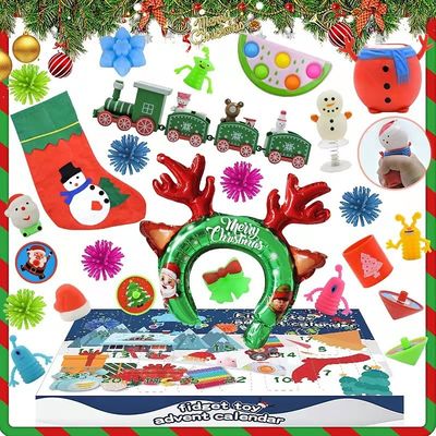 24pcs Natal Calendário de Advento Blind Box Cartoon Fidget Squishy Toy para Crianças Toy Set