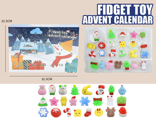 24pcs Natal Calendário de Advento Blind Box Cartoon Fidget Squishy Toy para Crianças Toy Set