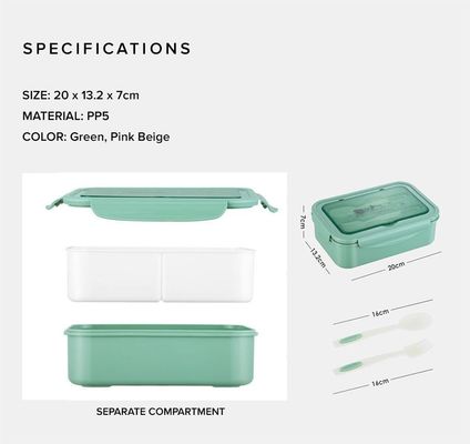 Produzção Kit de colher/farpa/faca/bastões de almoço sem BPA 1400 ML PP5 Caixa de almoço para crianças/adultos
