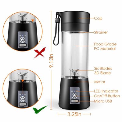 2/4/6 Lâmina Mini USB Recarregável Home Mixer e Mixer para suco verde portátil