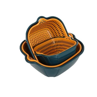 Armazenamento de vegetais Doméstico 6pcs de plástico de camada dupla multi-drenagem de água Cesto de drenagem limpo