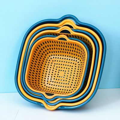 Armazenamento de vegetais Doméstico 6pcs de plástico de camada dupla multi-drenagem de água Cesto de drenagem limpo