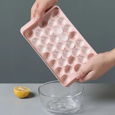 33 Cavidade Círculo Bola Redonda Caixa de Gelo Cubo Esfera Bolha de Gelo de Plástico Fabricante Molde com tampa