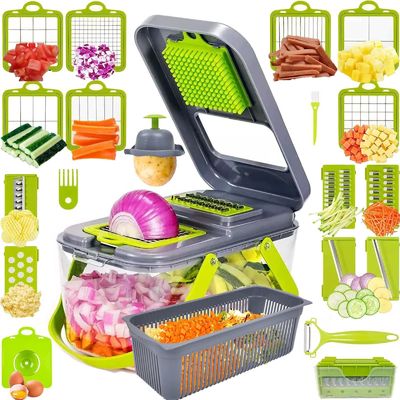 22pcs cortador de vegetais cortador com cabo de cesto de drenagem e cortador de mandolina sustentável