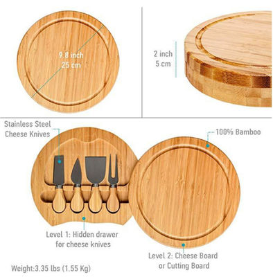22.5*22.5*3.5cm Set de Queso de Bambú de Madeira para OEM/ODM suportado
