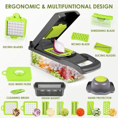 15 em 1 Chopper de vegetais multifuncional para cozinha em casa Chopper manual com logotipo personalizado