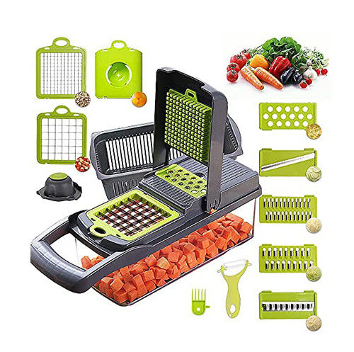 Seja criativo na cozinha com o nosso cortador manual de frutas e legumes 12 em 1