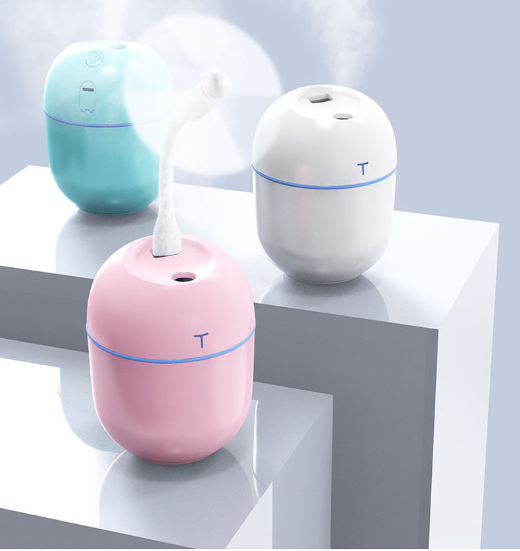 Umidificador de ar portátil de ultra-som de 220 ml com lâmpada noturna LED e difusor de aroma USB
