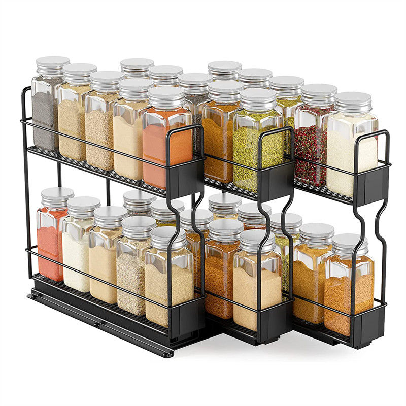 Organize sua casa de banho de forma eficiente com 2 camadas de organizador de rack de especiarias deslizante