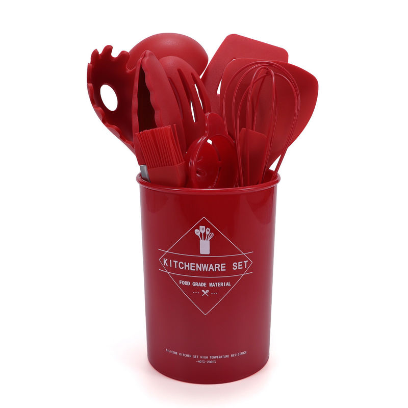 Spatula de silicone de cozinha com balde de armazenamento de 12 peças utensílios de cozinha de panificação não-aderentes