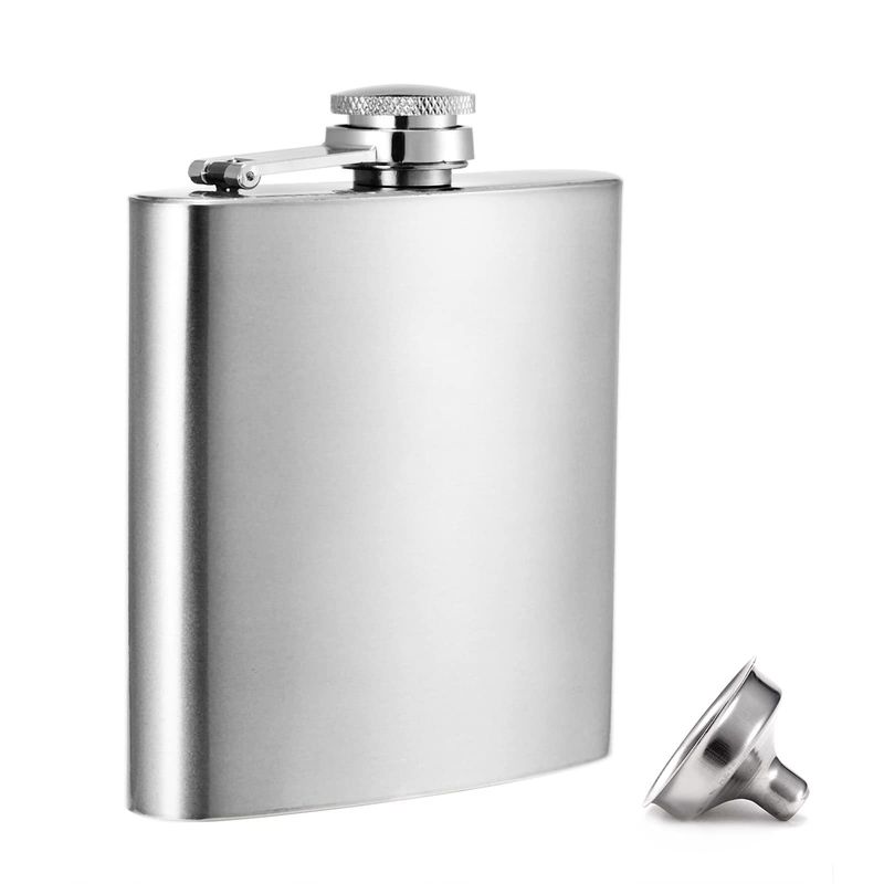 Flasca de vinho de aço inoxidável revestida de couro para homens 8 oz Flasca de anca exterior Tamanho do produto 93 * 122mm