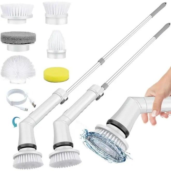 Escovador de limpeza elétrico de plástico branco mais vendido para limpeza profunda