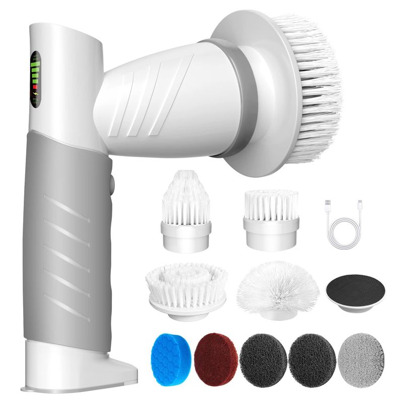 9 em 1 pincel de limpeza elétrico USB para cozinha banheiro banheira e lavatório