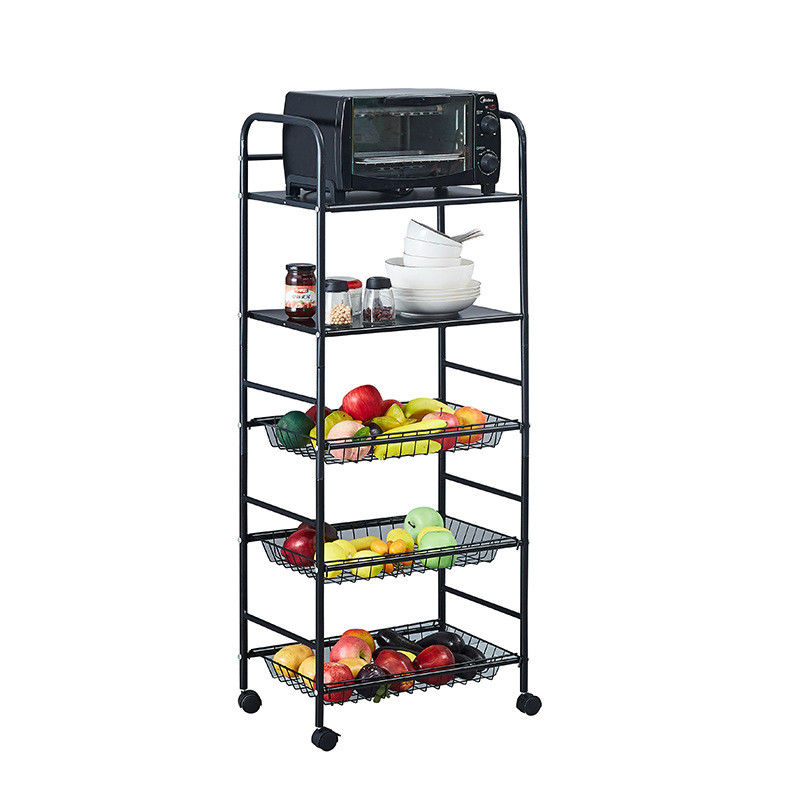 Organizador de armazenamento de cozinha de rack não dobrável de nível 5 com design de rolamento rotativo estável