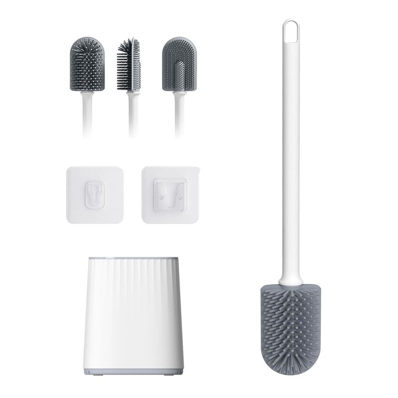 TPR Pintura de limpeza de plástico redonda Toilet Brush Holder Set para higiene superior de banheiro