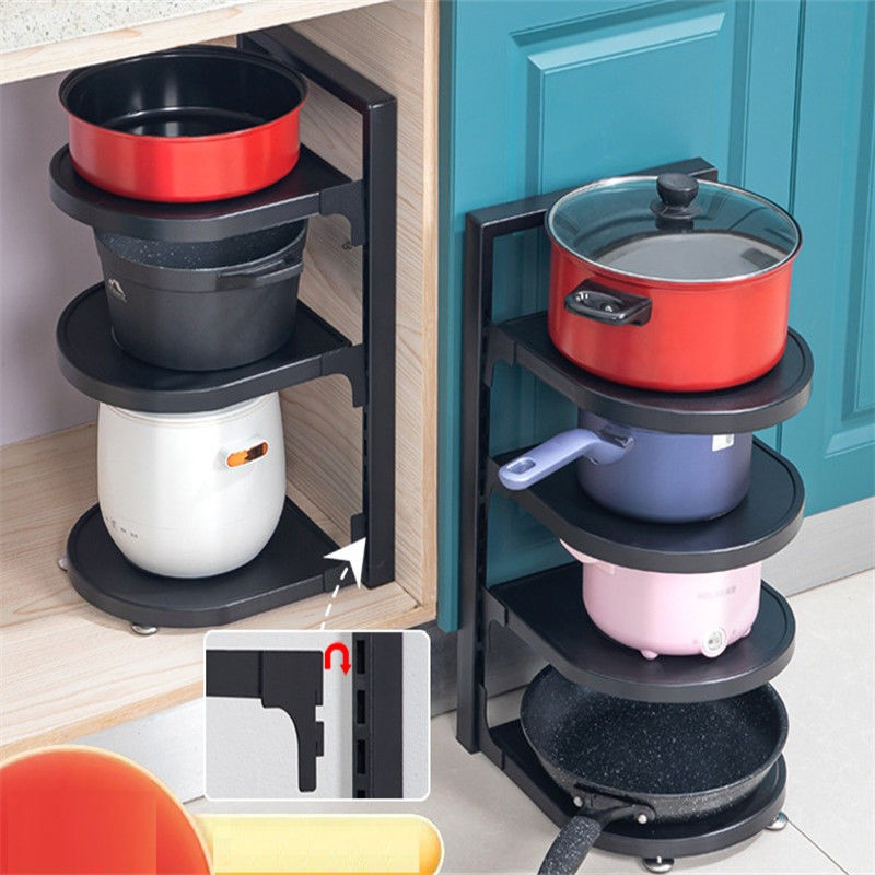 3 camadas de panela e organizador de panela para armazenamento de aparelhos de cozinha