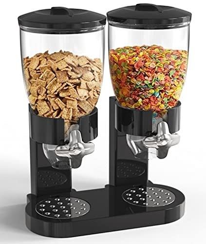 Dispensador de cereais de copos duplos 2L Dispensador de alimentos secos