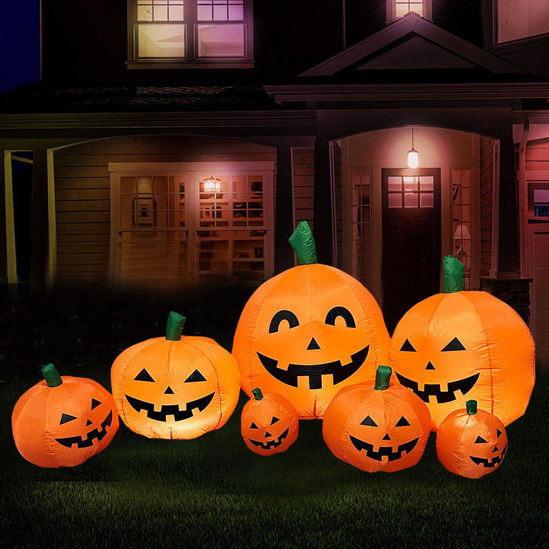 2.2m Long Outdoor Indoor Halloween inflável abóboras Decorações com luzes LED