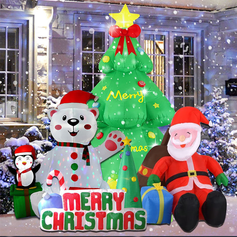 Decorações de festas de poliéster Ornamentações com luzes de Natal LED Papai Noel navidad