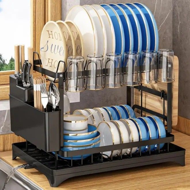 85*32*15cm Rack organizador para secagem sustentável e higiênica de pratos