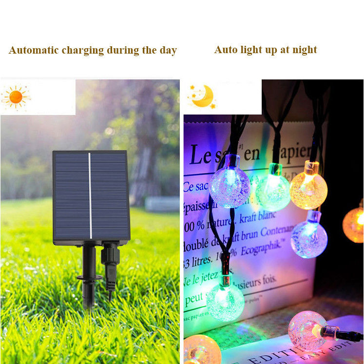 Controle remoto Bola de bolhas Luzes de corda solar para jardim Bistro Café Backyard Holiday