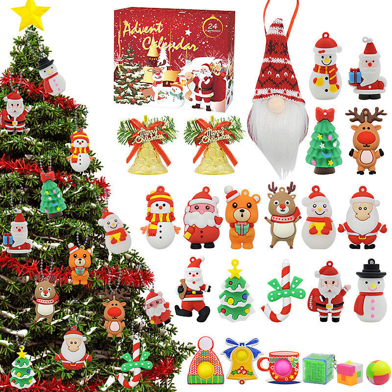 24pcs Natal Calendário de Advento Blind Box Cartoon Fidget Squishy Toy para Crianças Toy Set