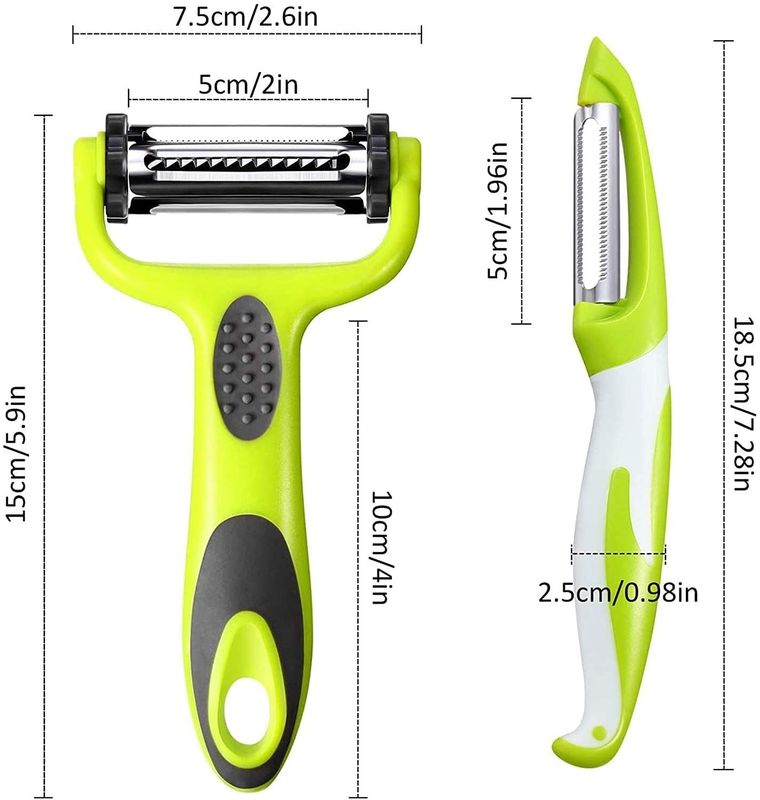 Peelers práticos de produtos hortícolas de borracha de PP para descascar frutas e vegetais sem esforço