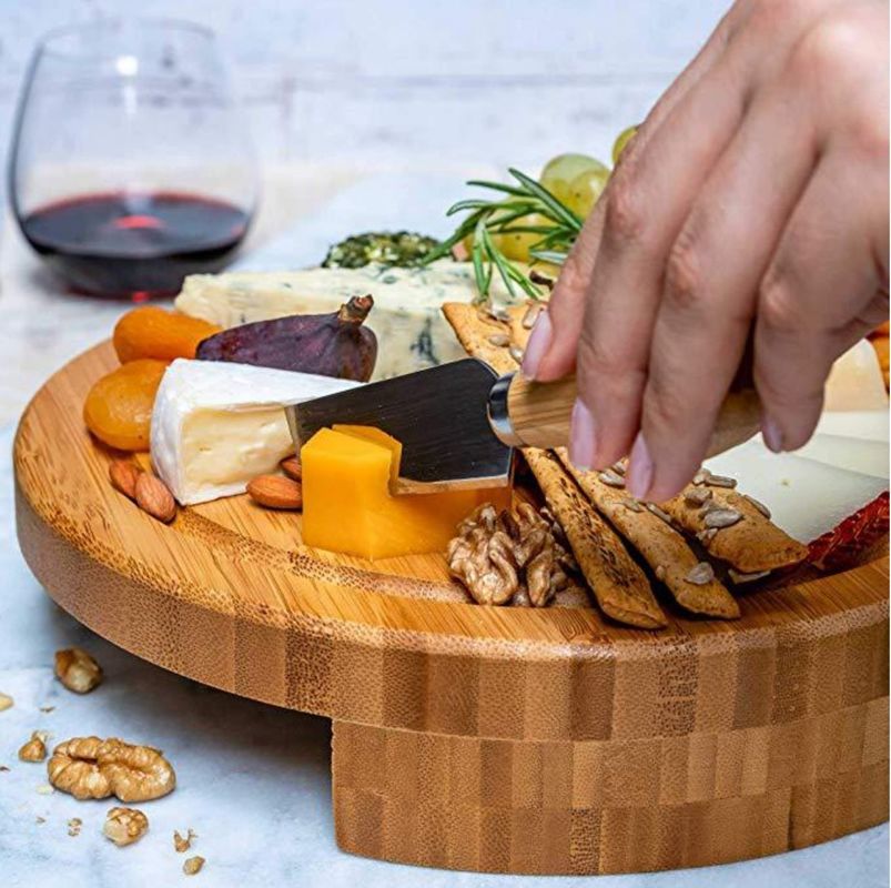 22.5*22.5*3.5cm Set de Queso de Bambú de Madeira para OEM/ODM suportado